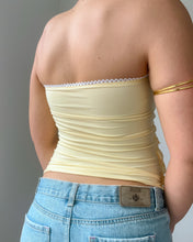 Load image into Gallery viewer, Butter yellow & lace overlay ruffle tube top (XS)