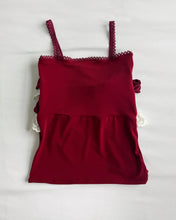 Load image into Gallery viewer, Burgundy and ivory lace ruffle cami (XXS)