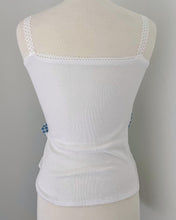Load image into Gallery viewer, White & blue gingham cotton ruffle cami (L)