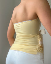 Load image into Gallery viewer, Butter yellow & lace ruffle tube top (XS)