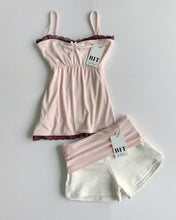 Load image into Gallery viewer, Organic cotton foldover shorts (Milkshake Pink/White)