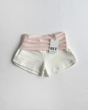 Load image into Gallery viewer, Organic cotton foldover shorts (Milkshake Pink/White)