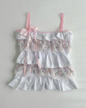 Load image into Gallery viewer, Floral lace & cotton ruffle cami (M)