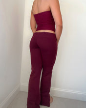 Load image into Gallery viewer, Rhinestone flare pants (Burgundy)