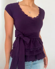 Load image into Gallery viewer, Polly cotton ruffle short sleeve (Deep purple)