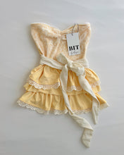 Load image into Gallery viewer, Butter yellow & lace ruffle tube top (XS)