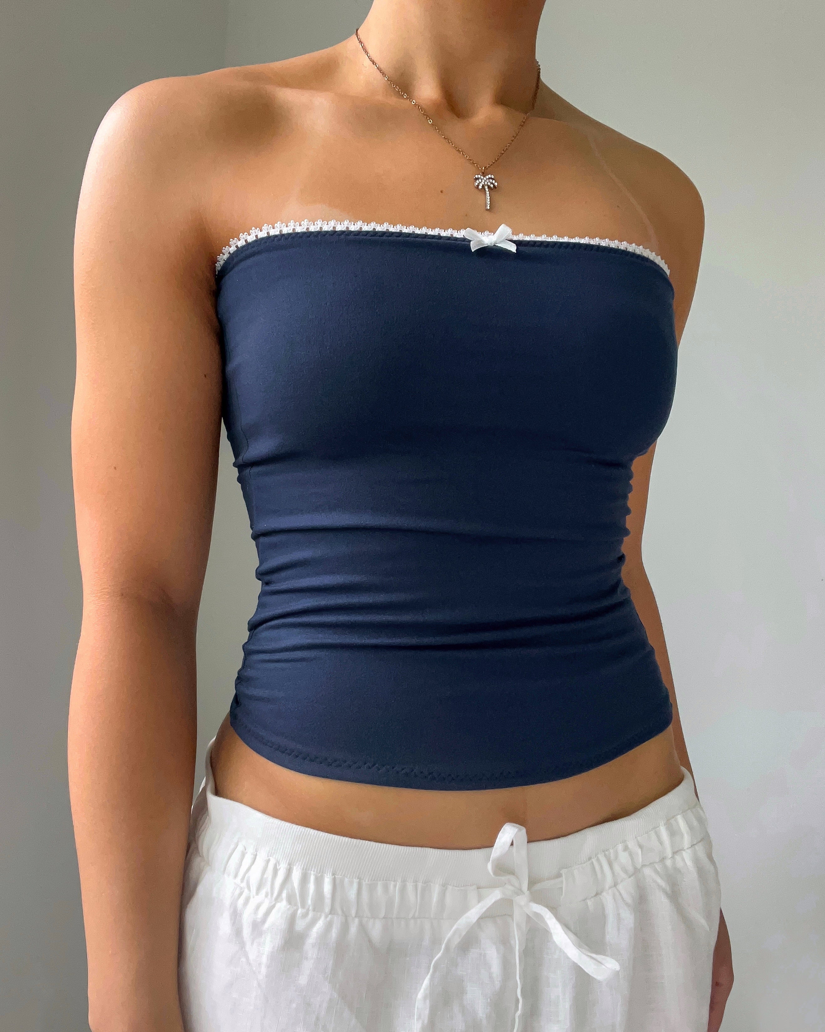 ★GLOWNY★ G CLASSIC TUBE TOP NAVY G CLASSIC TUBE TOP (NAVY) - GLOWNY