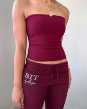 Load image into Gallery viewer, Rhinestone flare pants (Burgundy)