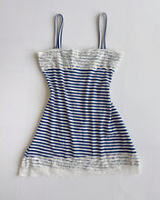 Load image into Gallery viewer, Louis lace trim babydoll cami (Navy/White)