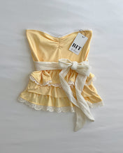 Load image into Gallery viewer, Butter yellow lace trim ruffle tube top