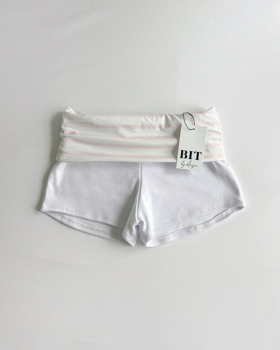 Karissa striped foldover shorts (Milkshake pink/Cream) – Bit By Angie