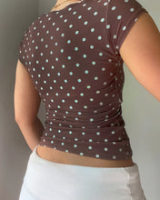 Load image into Gallery viewer, Marion polka dot knotted baby tee (Mint/Chocolate)