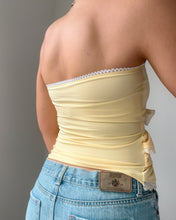 Load image into Gallery viewer, Butter yellow lace trim ruffle tube top
