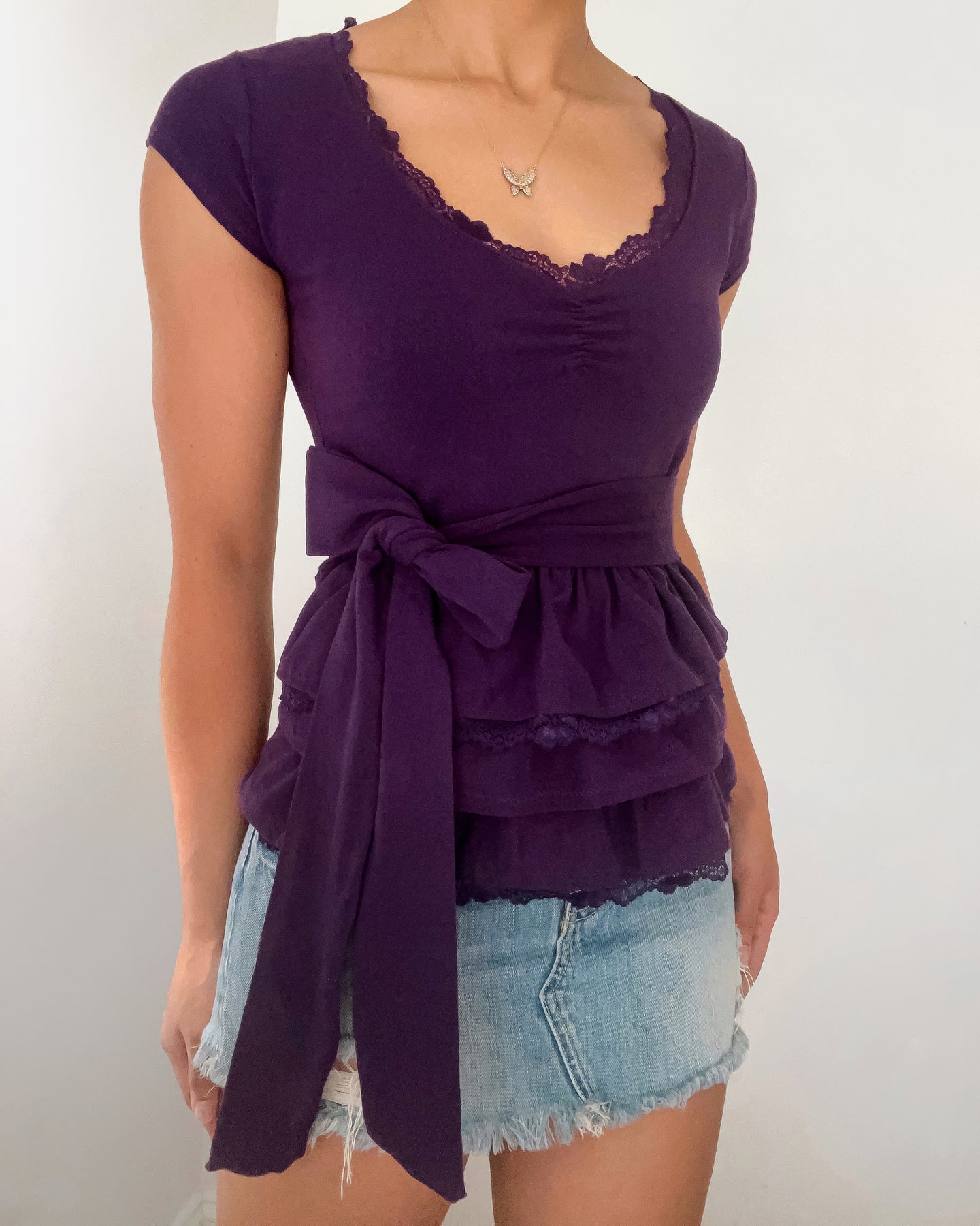 Polly ruffle short sleeve (Deep purple)