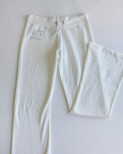 Rhinestone flare pants (White)