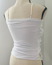 Load image into Gallery viewer, Cream &amp; white lace ruffle cami (XXS)
