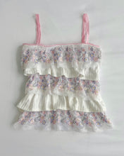 Load image into Gallery viewer, Floral lace pointelle ruffle cami (S)
