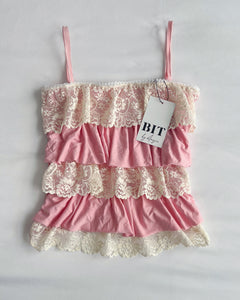 Darcia lace ruffle cami (Baby pink)