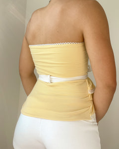 Butter yellow & lace tube top (S)