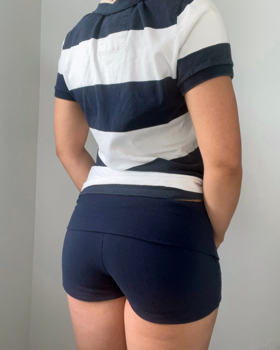 Bit Shorts Basic cotton foldover shorts (Navy) – Bit By Angie