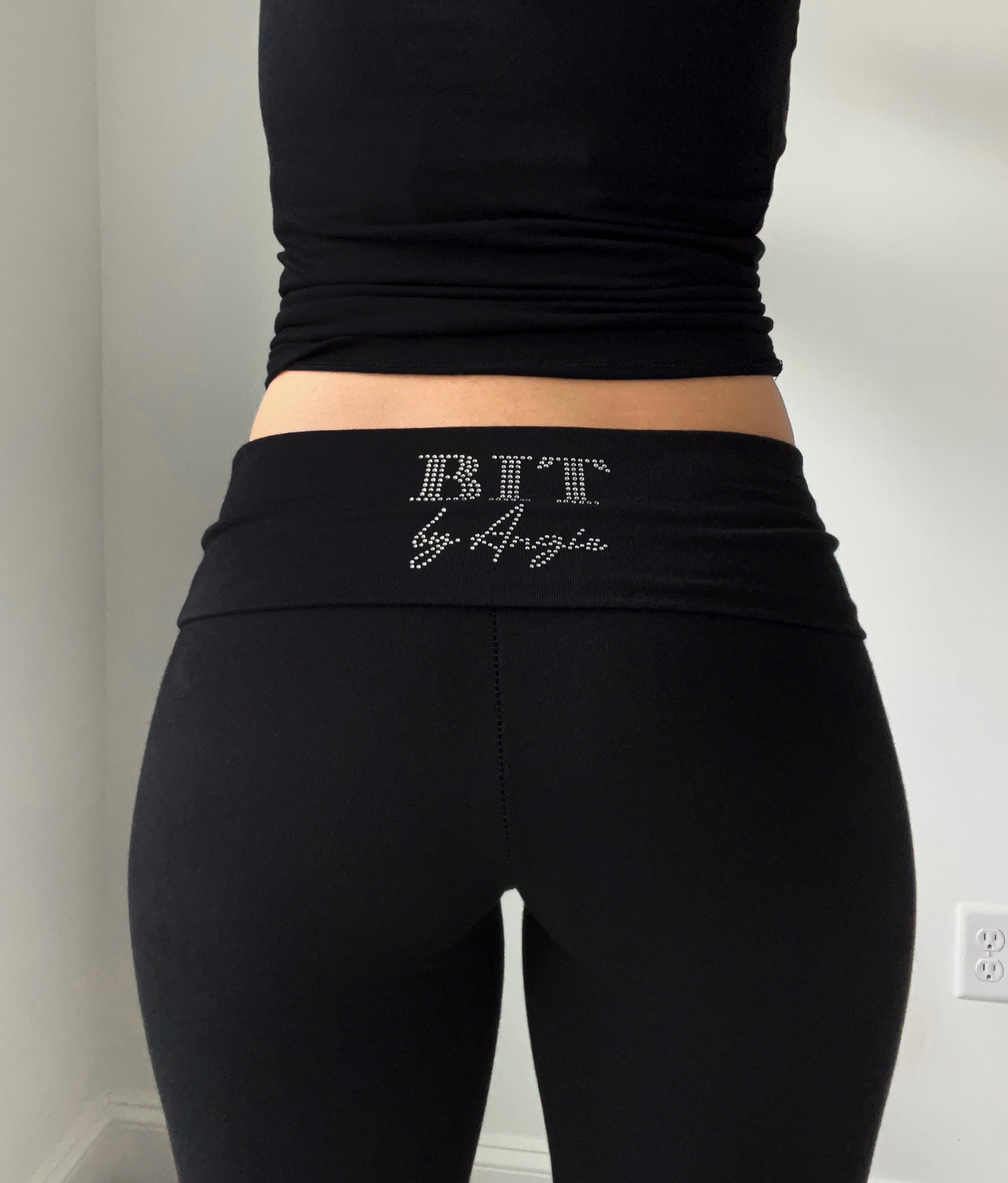 Bride Rhinestone Block Font Yoga Pants