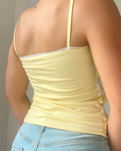 Misha cotton lace ruffle cami (Bright butter yellow mini stripes)