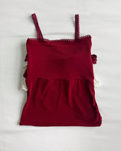 Load image into Gallery viewer, Burgundy and ivory lace ruffle cami (XXS)
