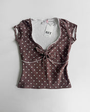 Load image into Gallery viewer, Marion polka dot knotted baby tee (Mint/Chocolate)
