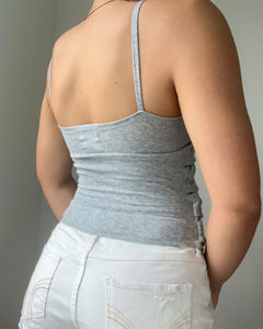 Gray & white lace ruffle tank (XXS)