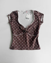 Load image into Gallery viewer, Marion polka dot knotted baby tee (Mint/Chocolate)

