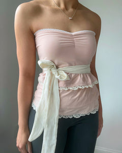 Ballet slipper pink ruffle tube top (S/M)