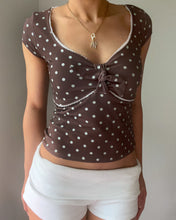 Load image into Gallery viewer, Marion polka dot knotted baby tee (Mint/Chocolate)

