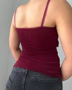 Burgundy ruffle cami (XS)