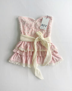 Fae lace ruffle tube top (Baby pink)