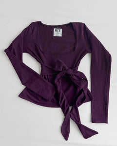 Addison tie waist babydoll long sleeve (Deep purple)