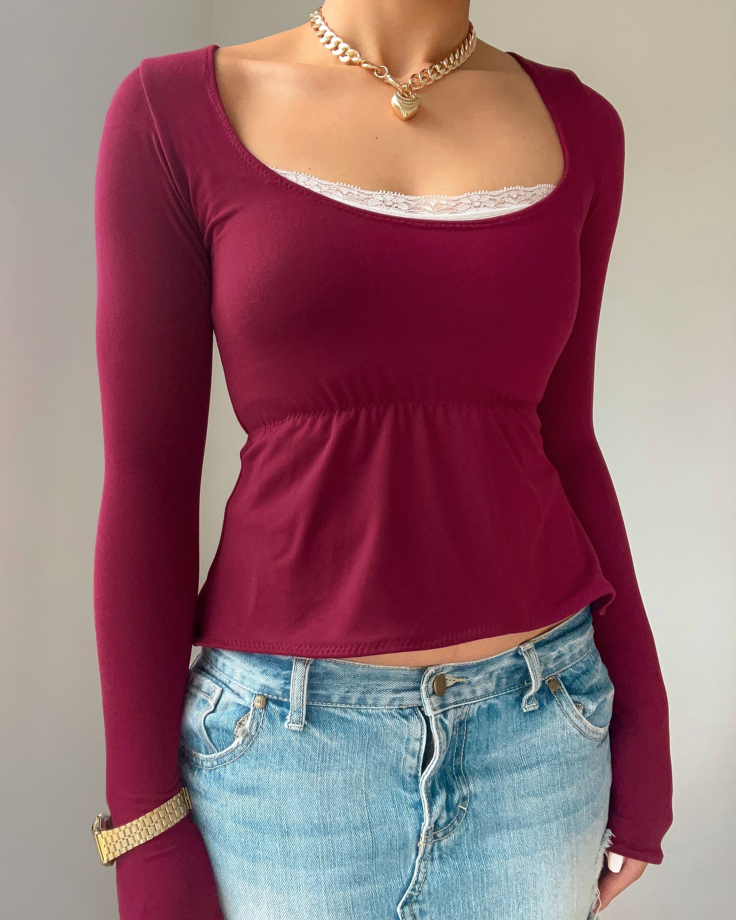 Montgomery babydoll long sleeve (Burgundy)