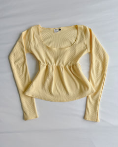 Tate long sleeve babydoll top (Butter yellow)