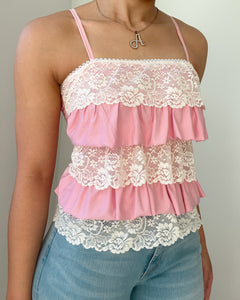 Darcia lace ruffle cami (Baby pink)