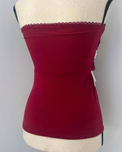 Load image into Gallery viewer, Burgundy and ivory lace ruffle tube top (XXS &amp; XS)
