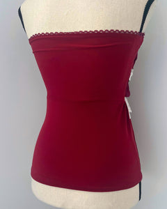 Burgundy and ivory lace ruffle tube top (XXS & XS)