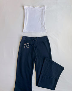 Rhinestone flare pants (Navy)
