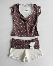Load image into Gallery viewer, Marion polka dot knotted baby tee (Mint/Chocolate)
