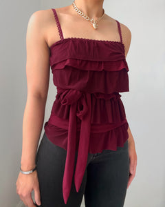 Burgundy ruffle cami (XS)