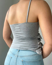 Load image into Gallery viewer, Gray &amp; white lace trim ruffle tank (XS &amp; M)
