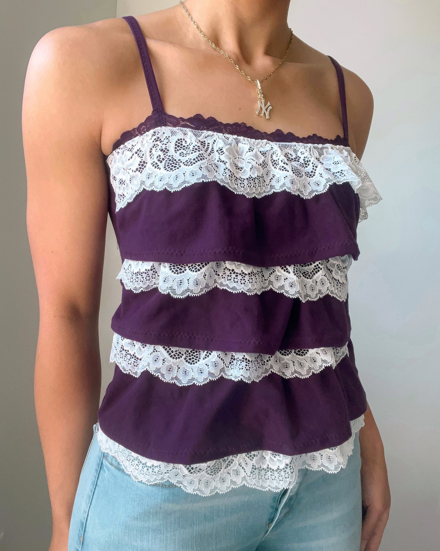 Sugarplum cotton lace ruffle cami