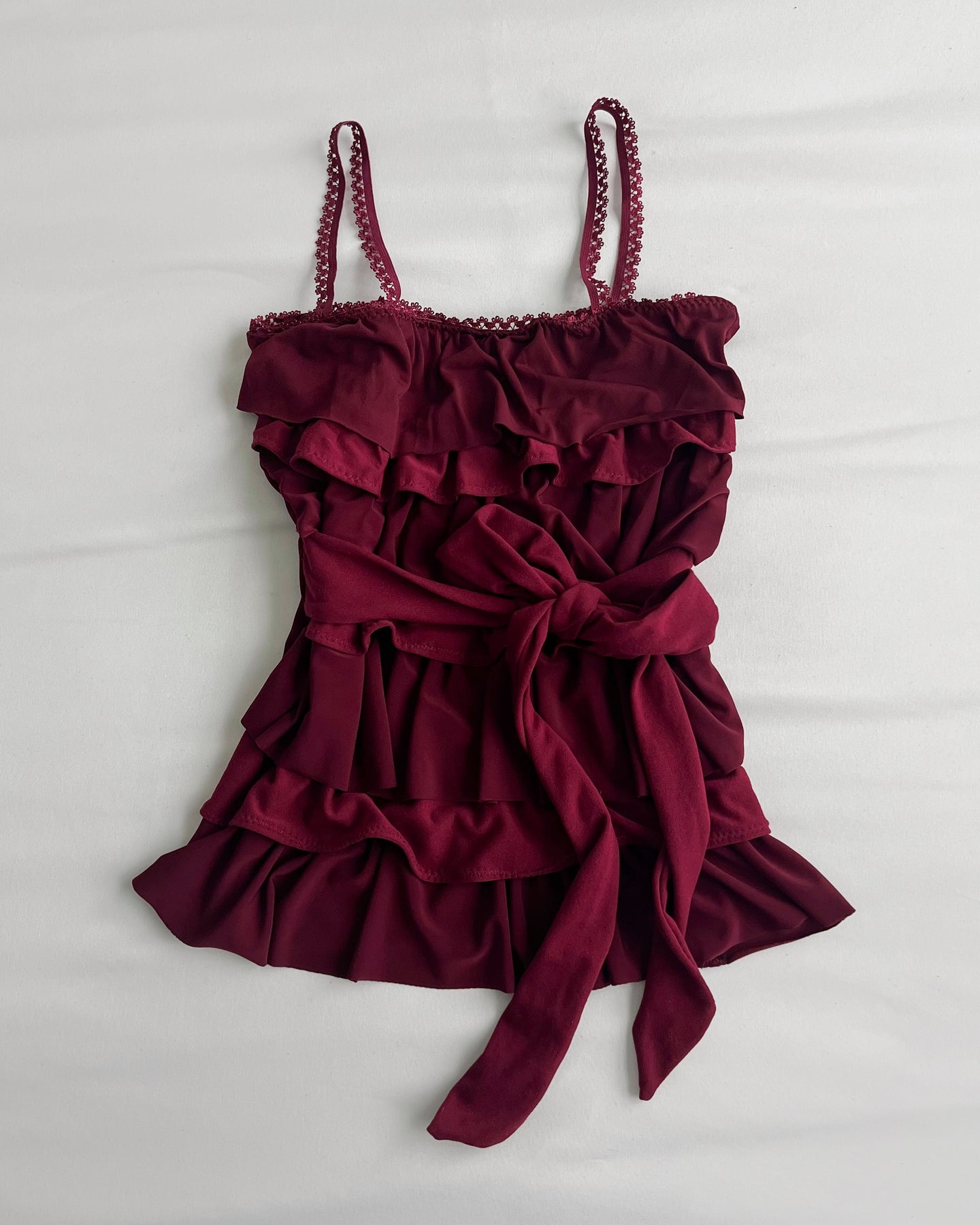 Burgundy ruffle cami (XS)