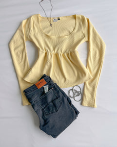 Tate long sleeve babydoll top (Butter yellow)