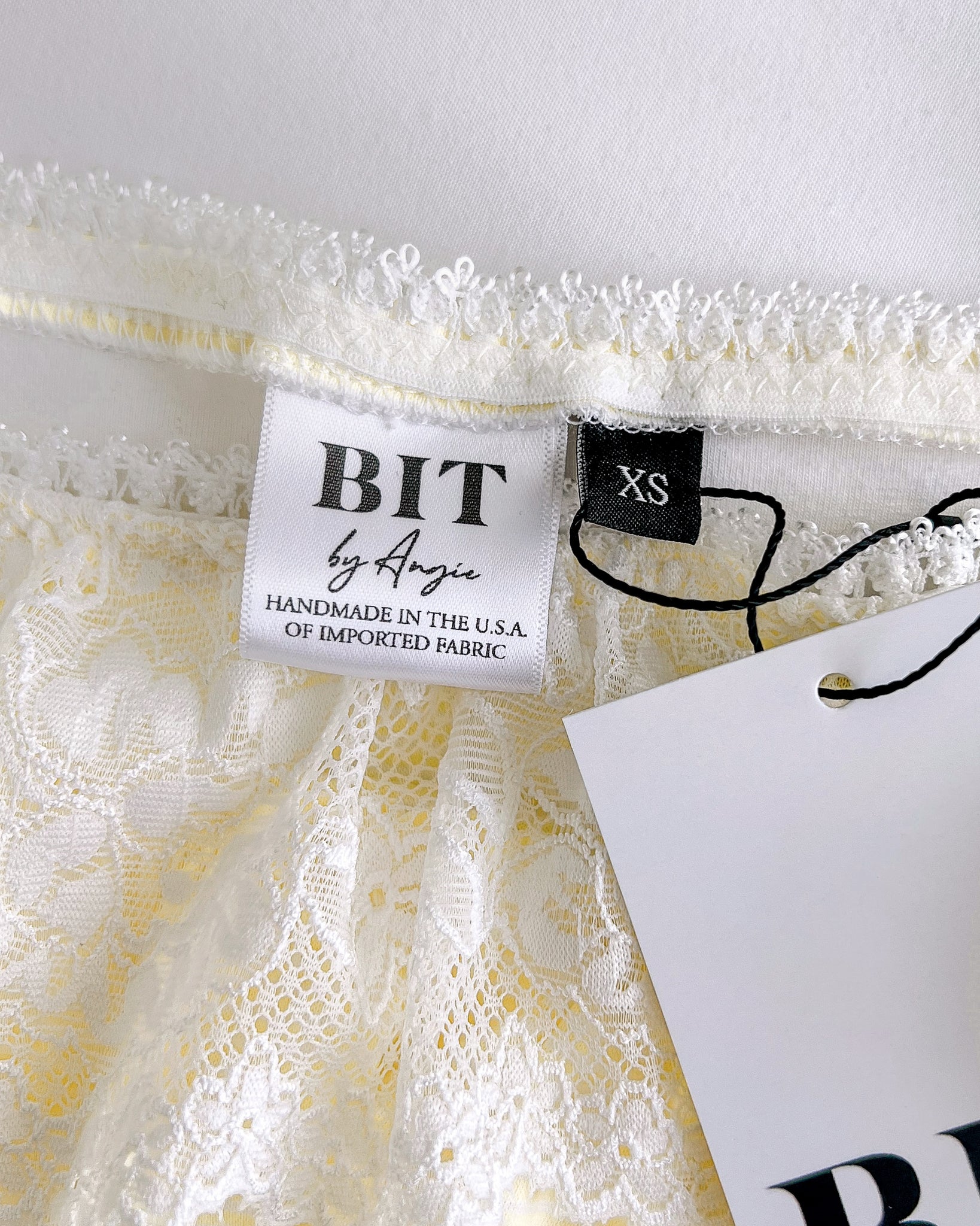 Yellow Ruffle Pattern Lace Handmade Misha cotton lace ruffle cami (Bright butter yellow mini stri ...