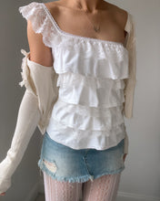 Load image into Gallery viewer, Danielle one shoulder cotton lace ruffle top (White)
