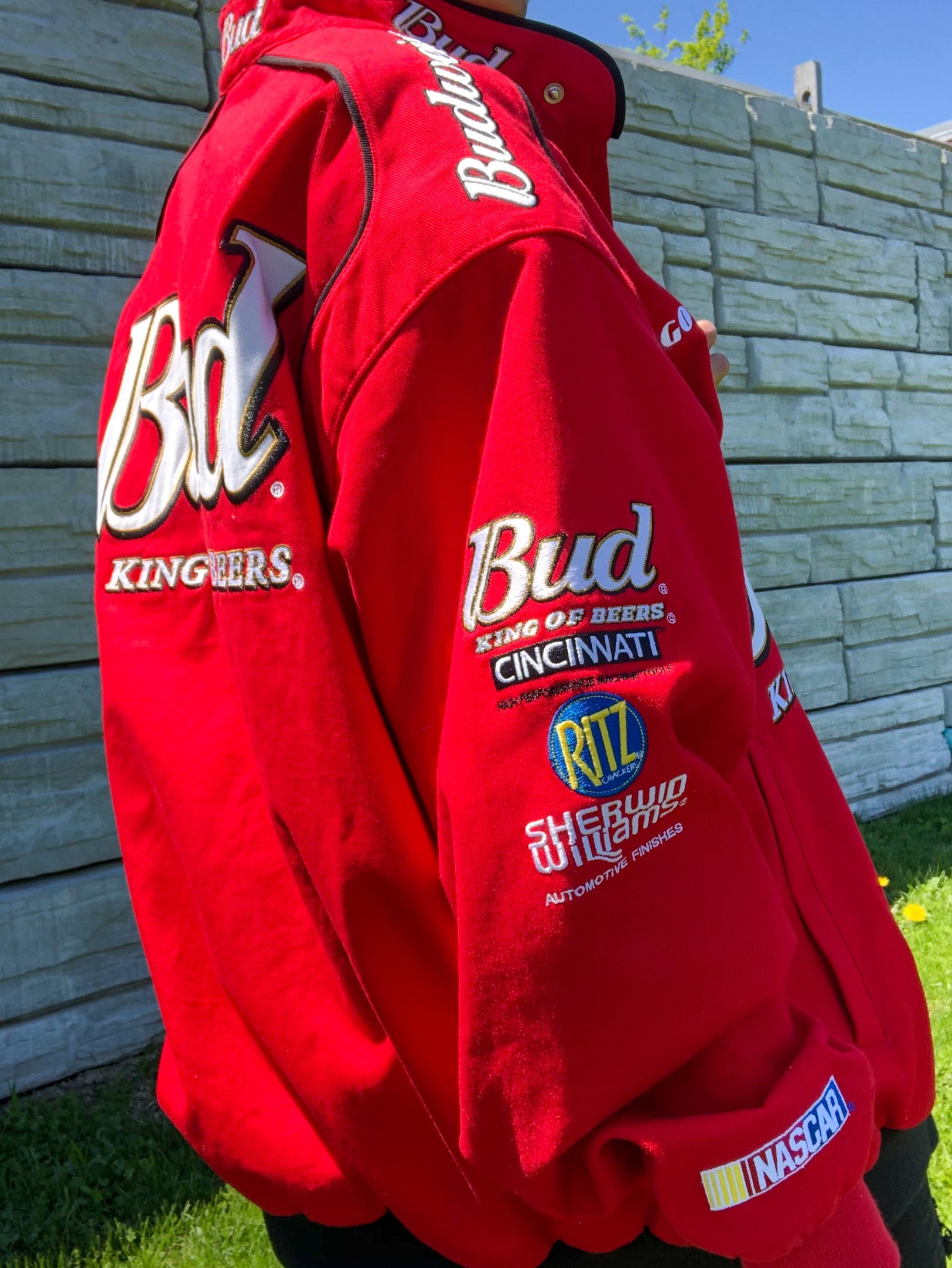 Red budweiser nascar on sale jacket